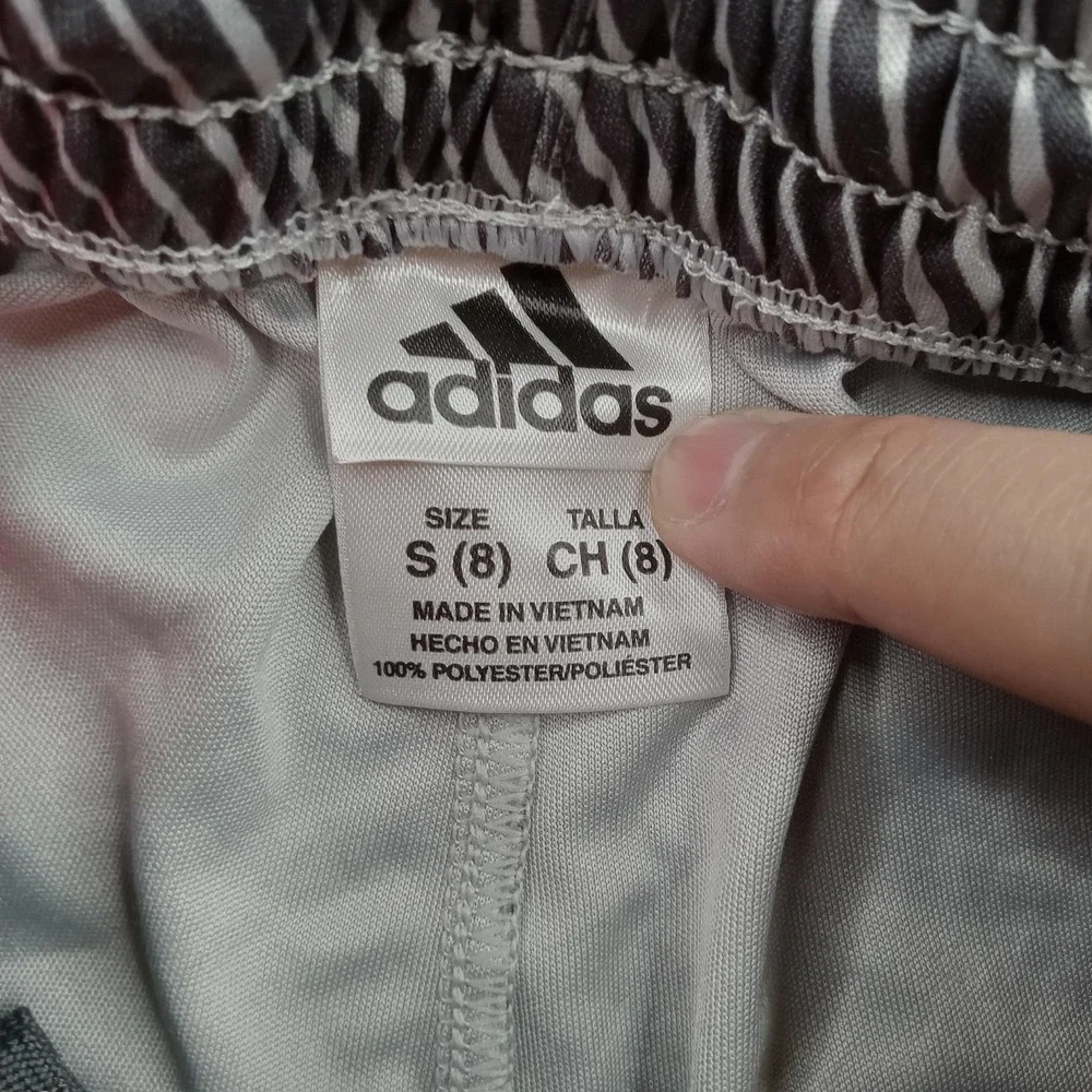 Adidas Shorts Boys Small‎ Gray Orange Striped Athletic 3 Stripe Mesh Sport